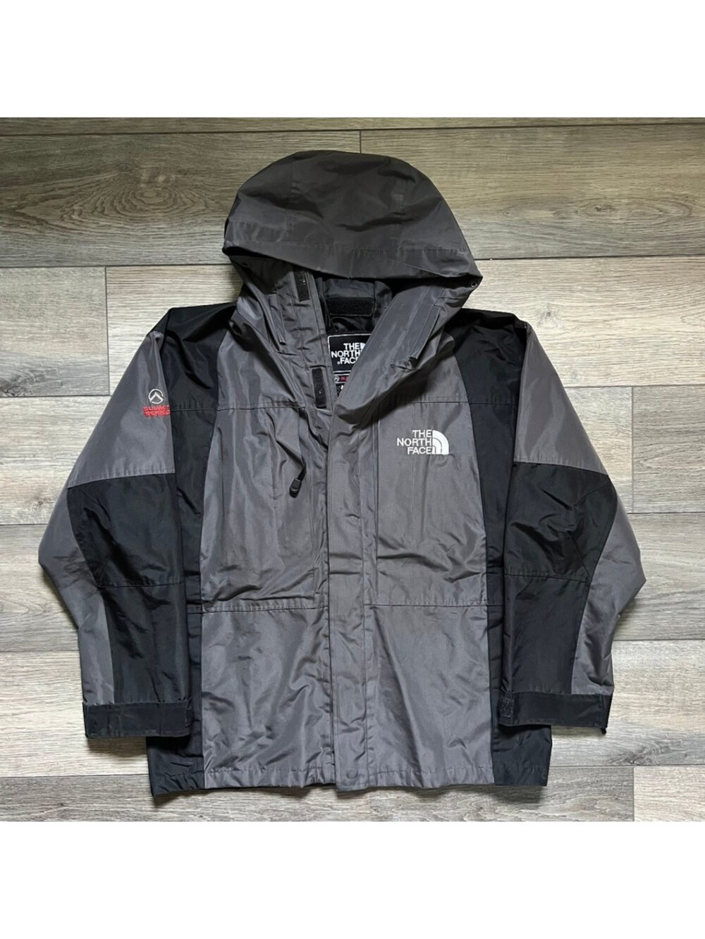 Vintage The North Face Men's S Summit Series Hooded Shell Jacket Gray Black